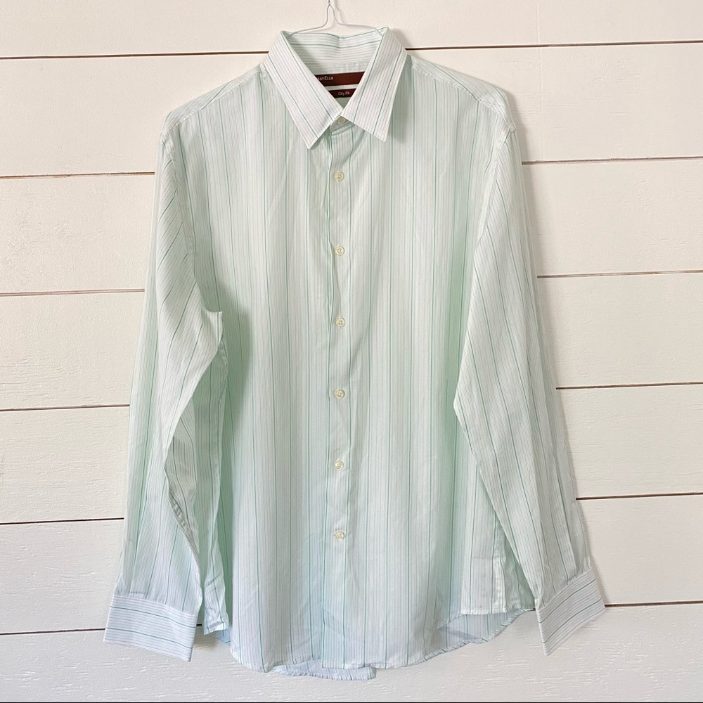 Perry Ellis City Fit Dress Shirt Green XL